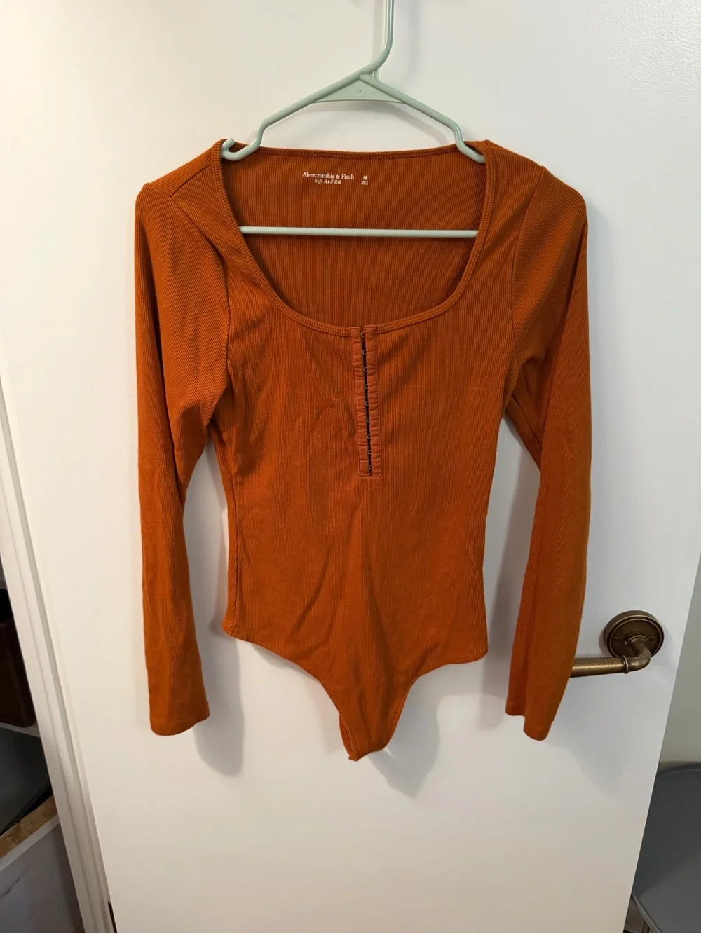 Abercrombie & Fitch Ribbed Bodysuit Burnt Orange Long Sleeve Size M